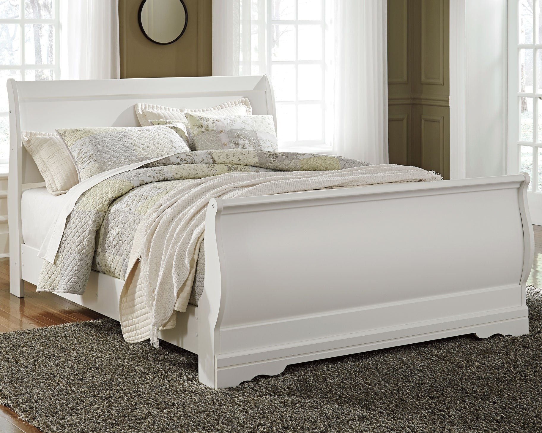 Best Furniture Outlet - Ashley Furniture - Anarasia Bedroom - Queen Sleigh Bed / White - B129B4