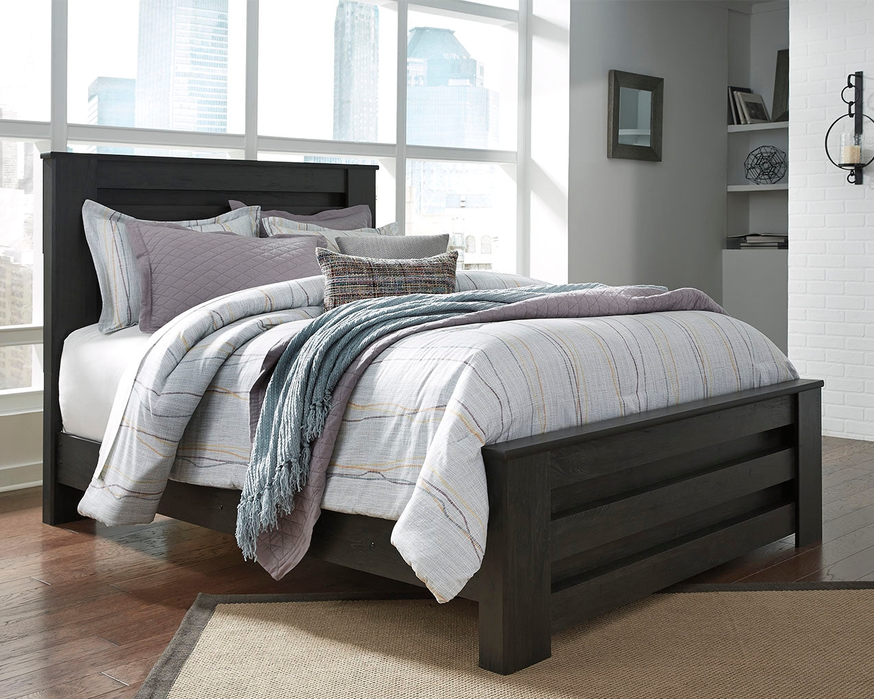 Best Furniture Outlet - Ashley Furniture - Brinxton Bedroom - Queen Panel Bed / Charcoal - B249B2