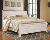 Best Furniture Outlet - Ashley Furniture - Willowton Bedroom - California King Panel Bed / Whitewash - B267B28
