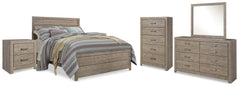 Best Furniture Outlet - Ashley Furniture - Culverbach Bedroom - Queen Panel Bed, Dresser, Mirror, Chest and 2 Nightstands / Gray - B070B20