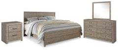 Best Furniture Outlet - Ashley Furniture - Culverbach Bedroom - King Panel Bed, Dresser, Mirror and Nightstand / Gray - B070B15
