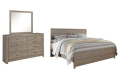 Best Furniture Outlet - Ashley Furniture - Culverbach Bedroom - King Panel Bed, Dresser and Mirror / Gray - B070B28