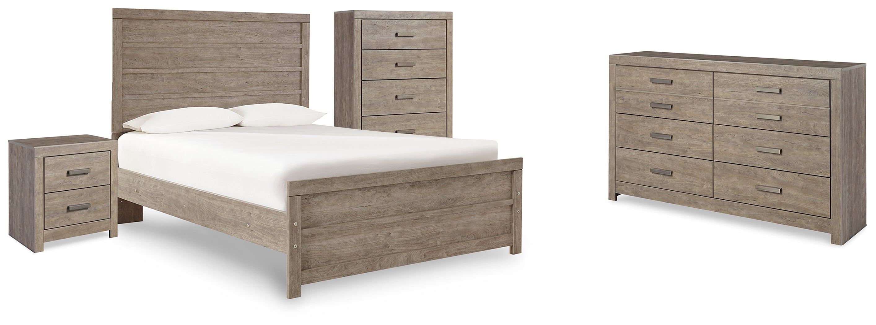 Best Furniture Outlet - Ashley Furniture - Culverbach Bedroom - Full Panel Bed, Dresser, Chest and Nightstand / Gray - B070B18