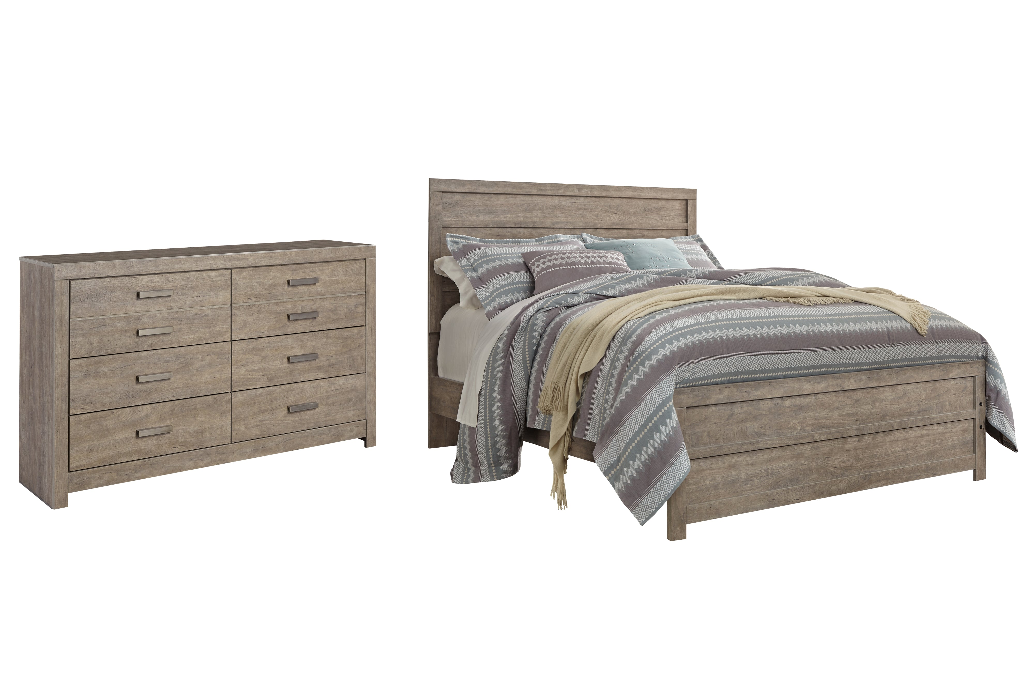 Best Furniture Outlet - Ashley Furniture - Culverbach Bedroom - Queen Panel Bed and Dresser / Gray - B070B27
