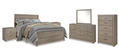 Best Furniture Outlet - Ashley Furniture - Culverbach Bedroom - Queen Panel Bed with Dresser, Mirror, Chest and 2 Nightstands / Gray - B070B13