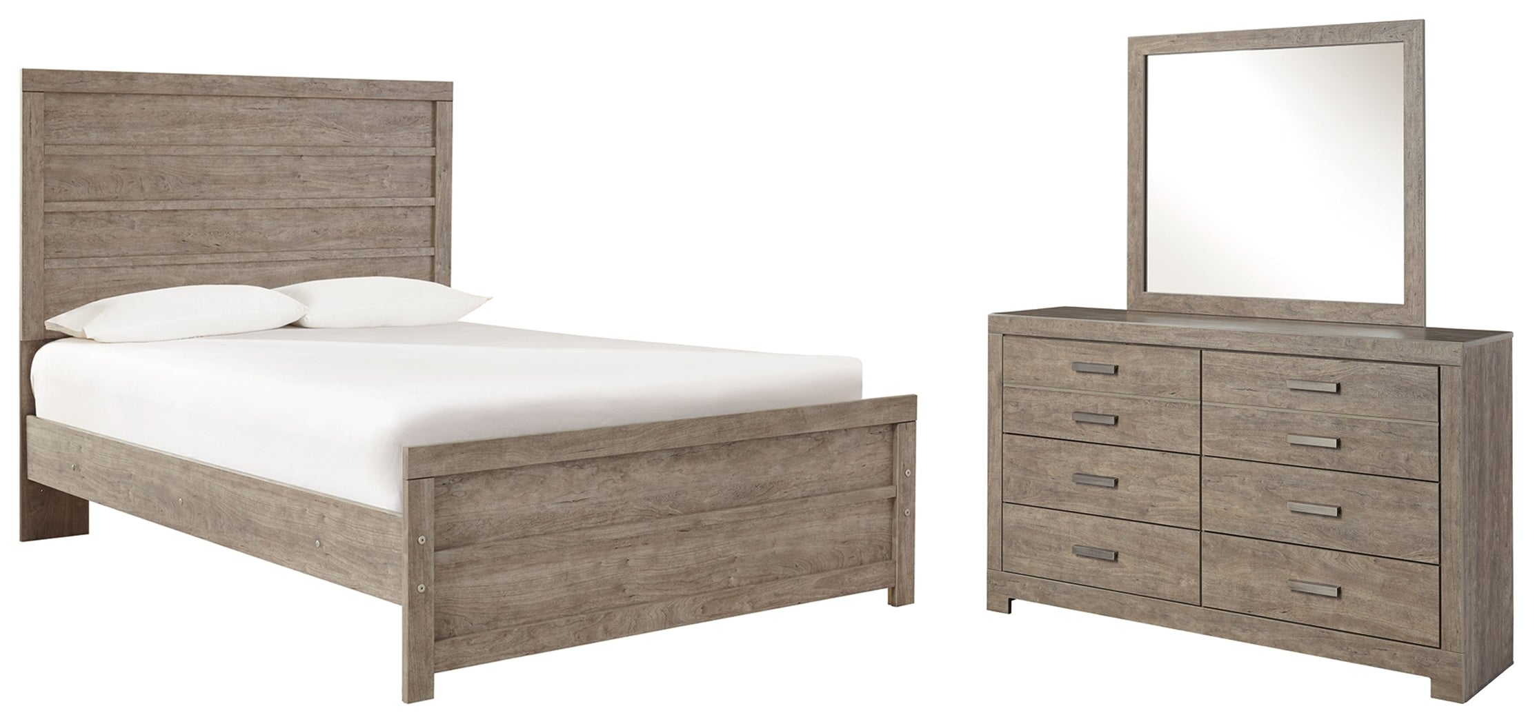 Best Furniture Outlet - Ashley Furniture - Culverbach Bedroom - Full Panel Bed, Dresser and Mirror / Gray - B070B6