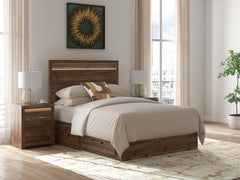 Best Furniture Outlet - Ashley Furniture - Janfyn Bedroom - Full Panel Platform Bed with Storage / Brown - PCB1010B16