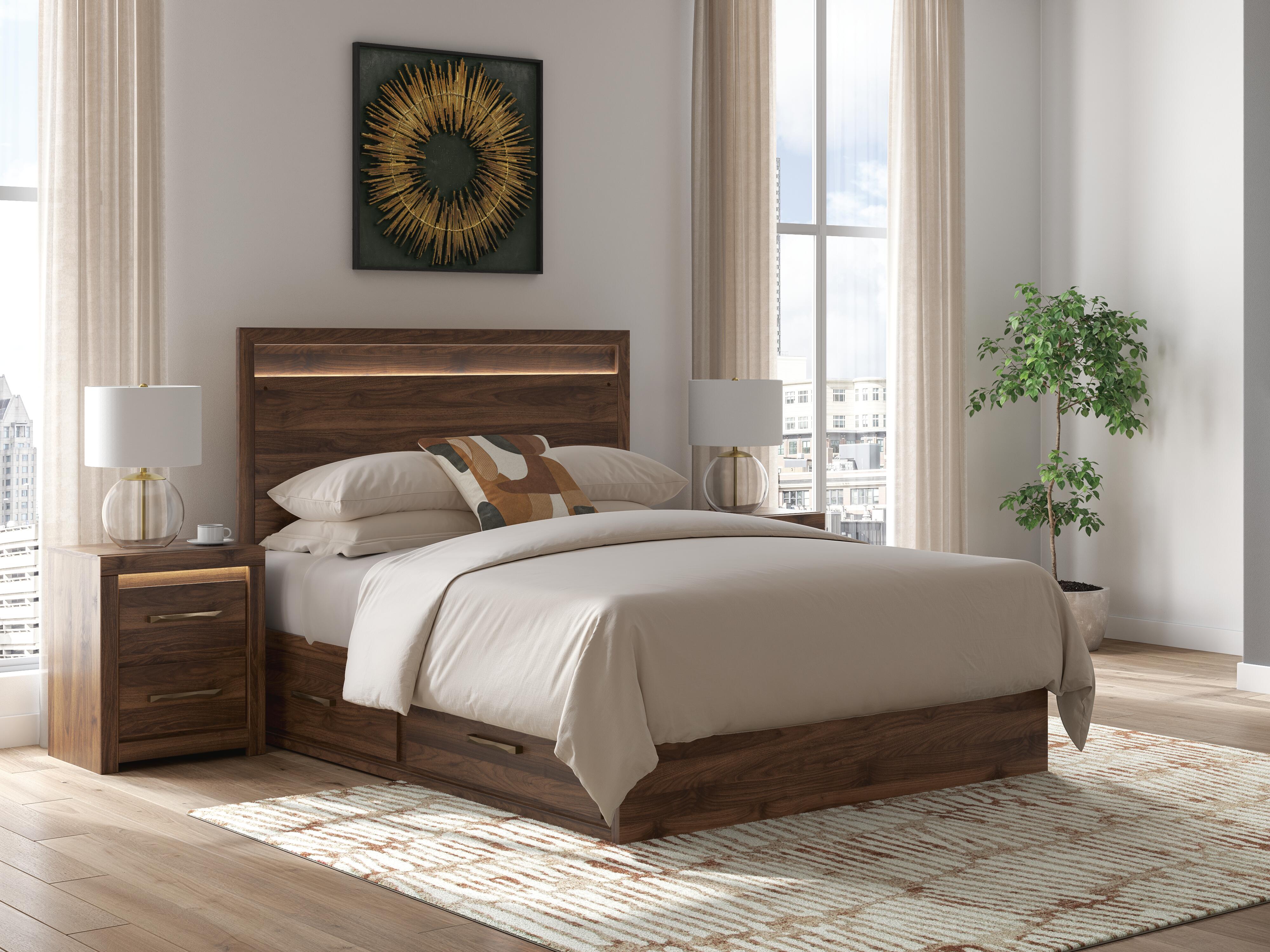 Best Furniture Outlet - Ashley Furniture - Janfyn Bedroom - Queen Panel Bed with 2 Sided Storage / Brown - PCB1010B6
