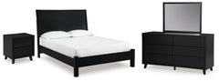 Best Furniture Outlet - Ashley Furniture - Danziar Bedroom - Queen Panel Bed, Dresser and Mirror / Black - B1013B27