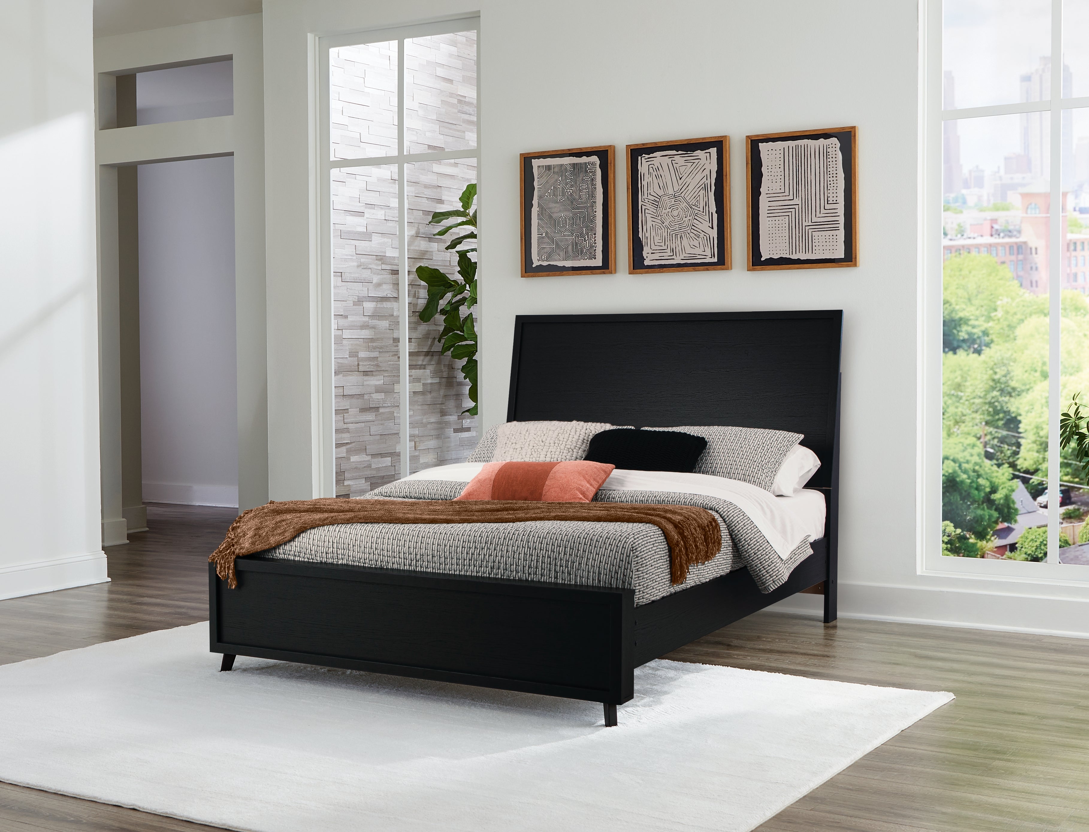 Best Furniture Outlet - Ashley Furniture - Danziar Bedroom - Queen Panel Bed / Black - B1013B2