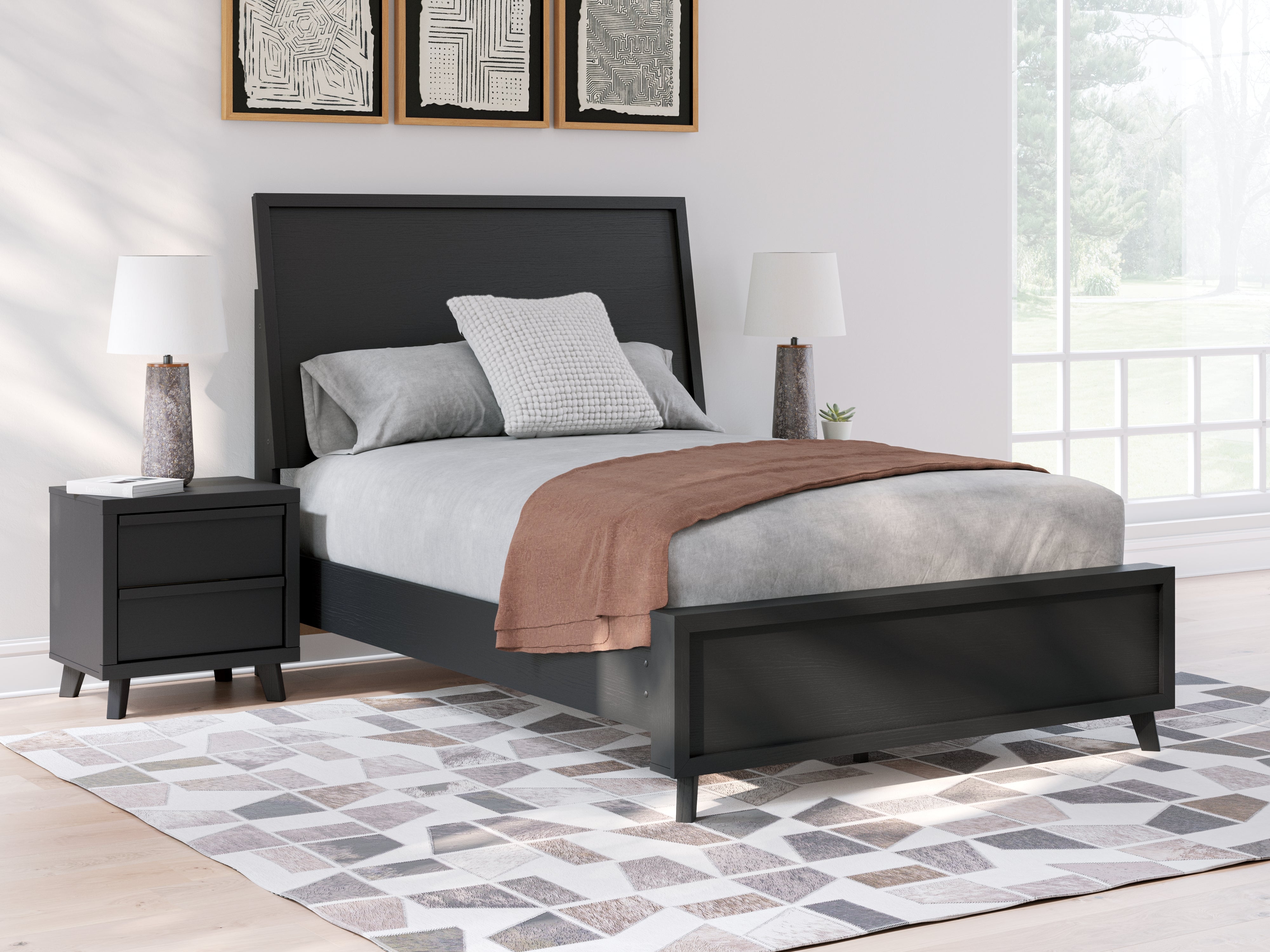 Best Furniture Outlet - Ashley Furniture - Danziar Bedroom - Full Panel Bed / Black - B1013B20