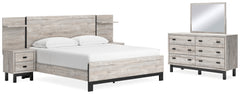 Best Furniture Outlet - Ashley Furniture - Vessalli Bedroom - King Panel Bed, Dresser, Mirror and 2 Nightstands / Gray - B1036B14