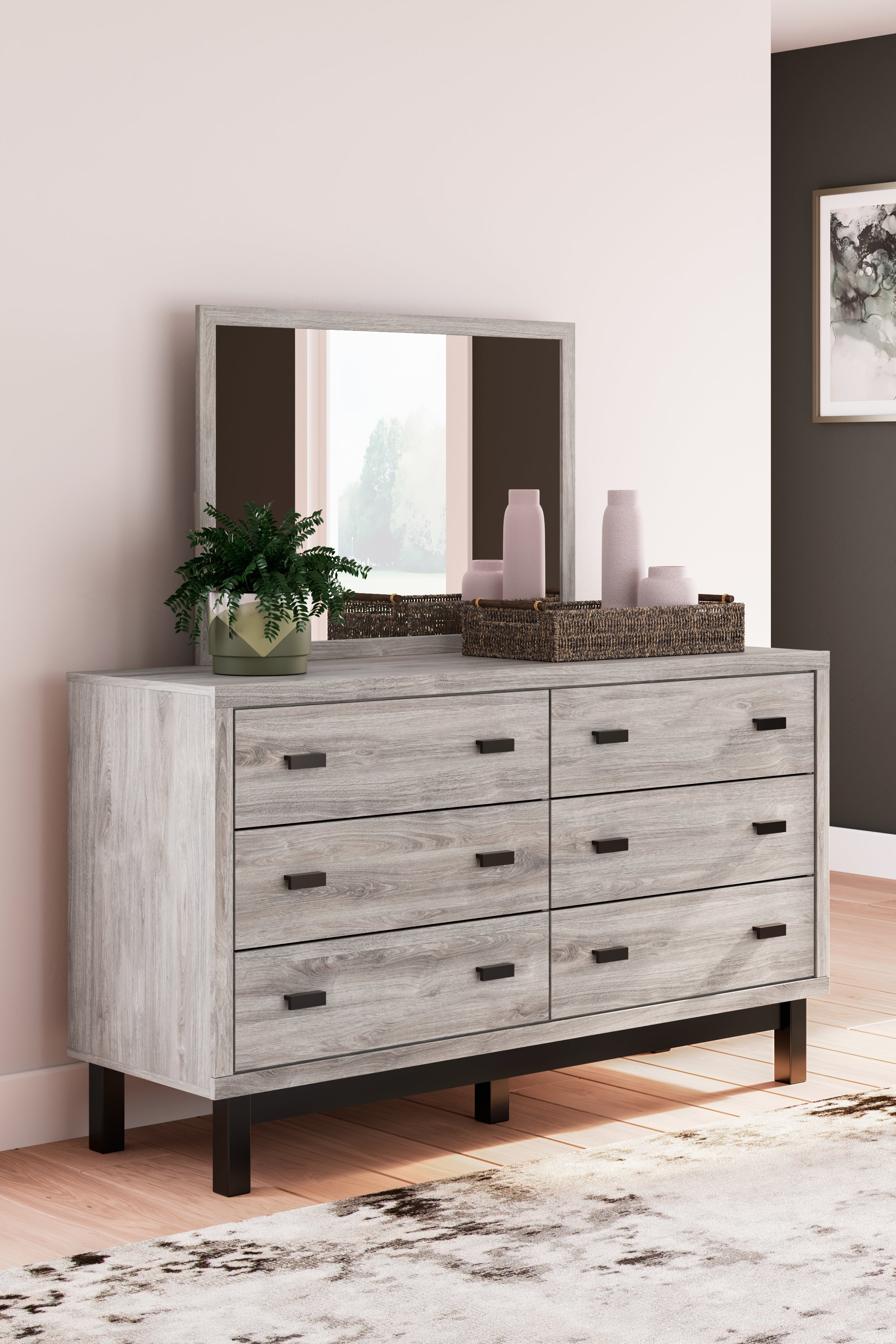 Best Furniture Outlet - Ashley Furniture - Vessalli Bedroom - Dresser and Mirror / Gray - B1036B1