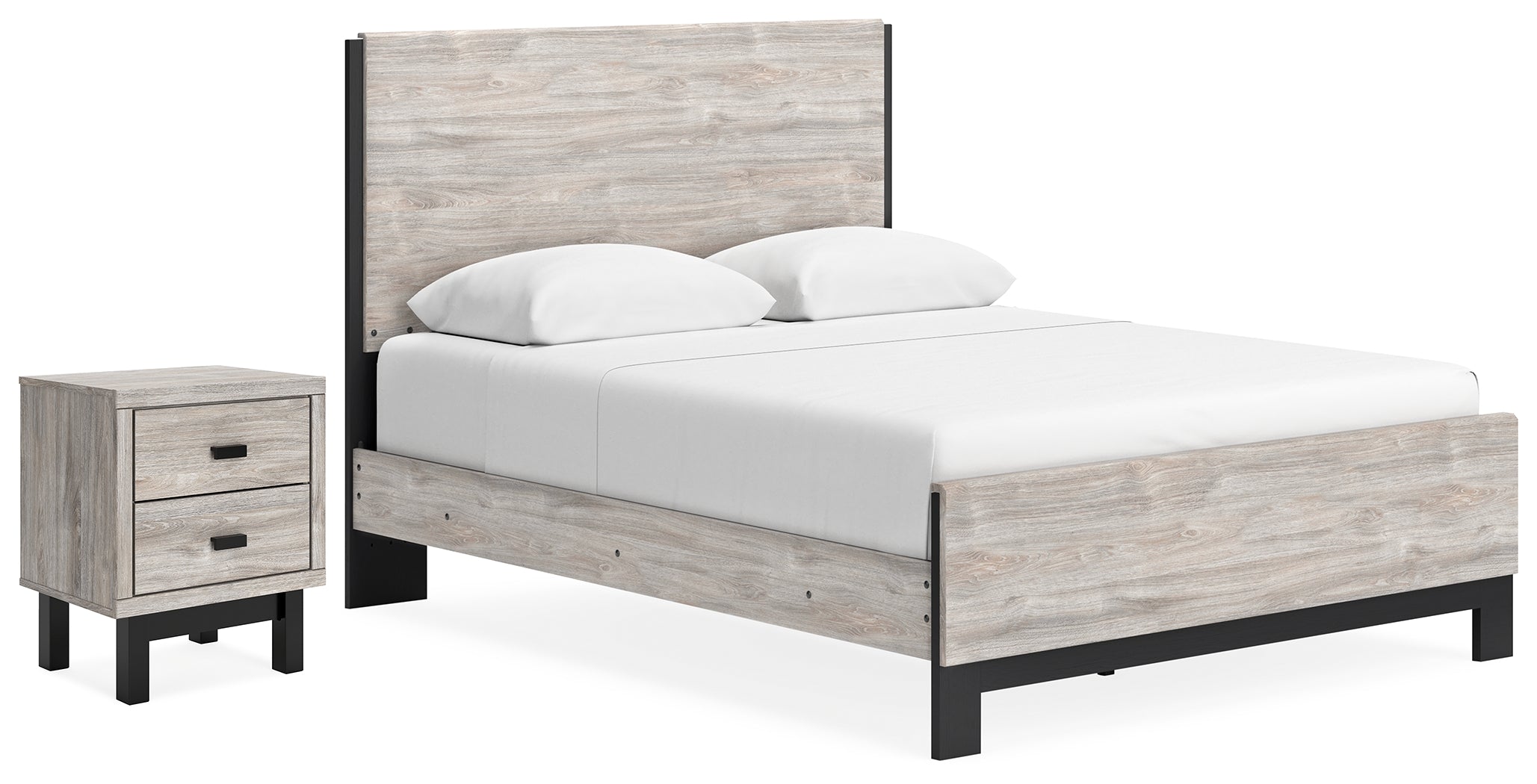 Best Furniture Outlet - Ashley Furniture - Vessalli Bedroom - Queen Panel Bed and Nightstand / Gray - B1036B13