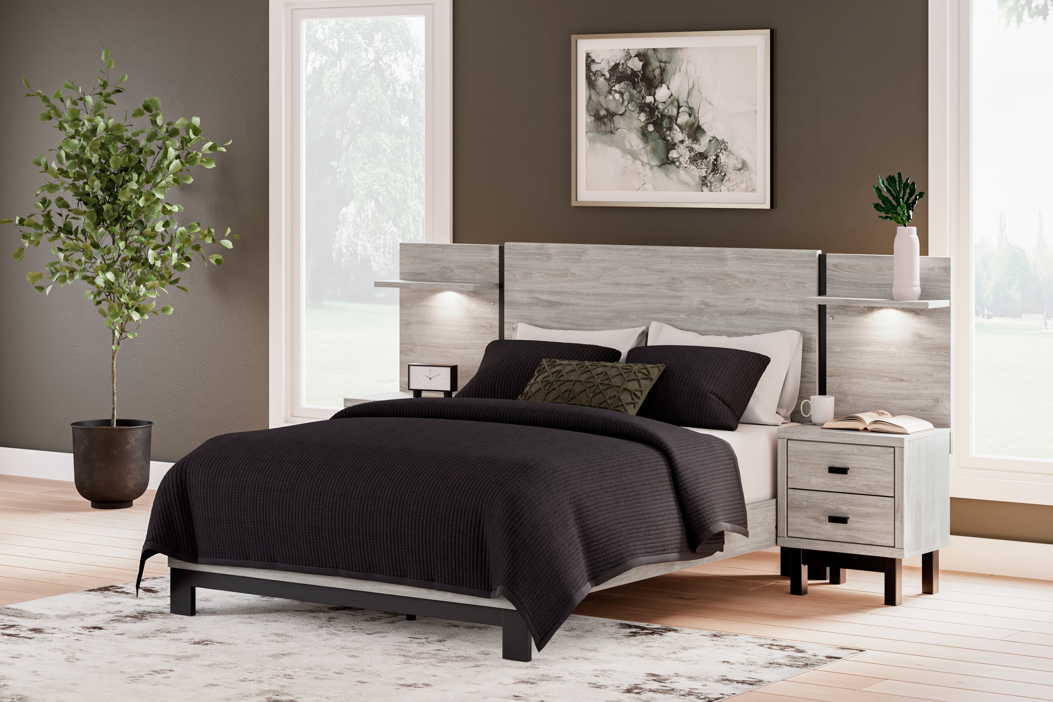 Best Furniture Outlet - Ashley Furniture - Vessalli Bedroom - Queen Panel Bed with Extensions / Gray - B1036B5