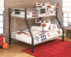 Best Furniture Outlet - Ashley Furniture - Dinsmore Bedroom - Twin over Full Bunk Bed with Mattresses / Black/Gray - B106B12