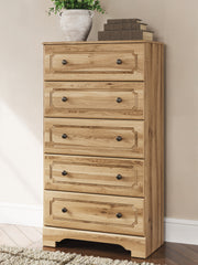 Best Furniture Outlet - Ashley Furniture - Aleaport Bedroom - Five Drawer Chest / Warm Brown - PCB1075-46