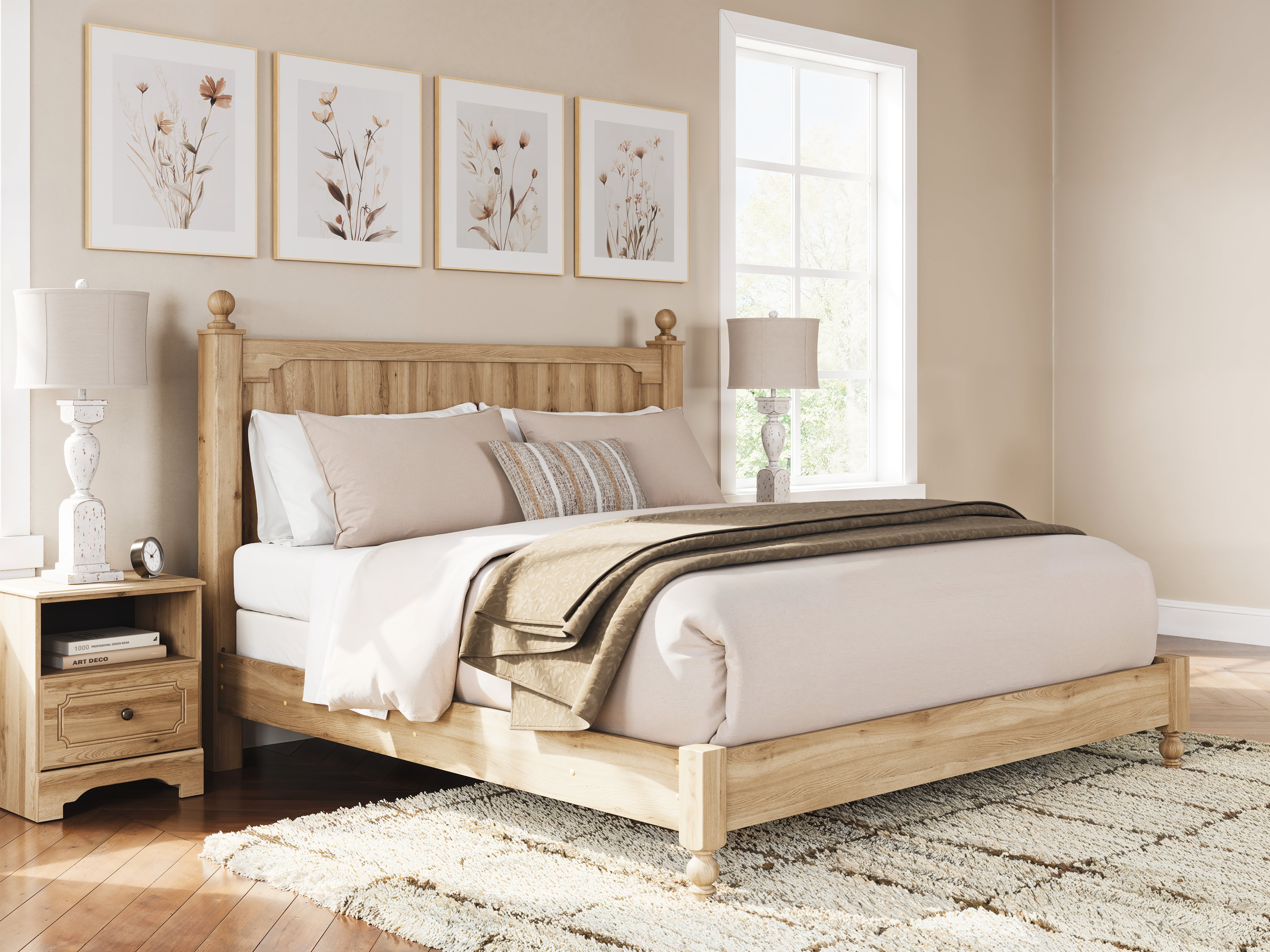 Best Furniture Outlet - Ashley Furniture - Aleaport Bedroom - King Panel Bed / Warm Brown - PCB1075B8