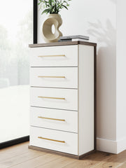 Best Furniture Outlet - Ashley Furniture - Kendanport Bedroom - Five Drawer Chest / Brown/White - PCB1108-46