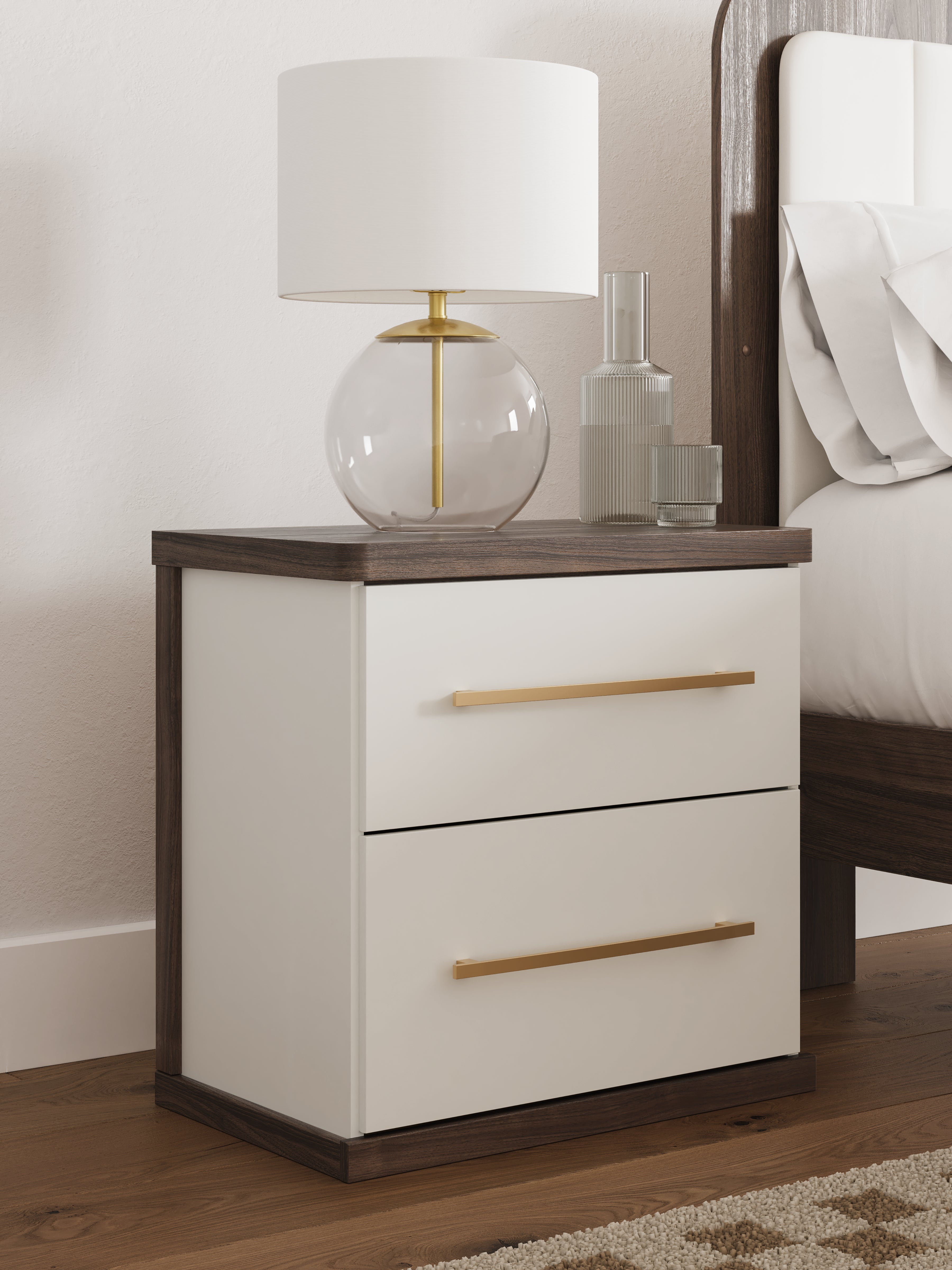Best Furniture Outlet - Ashley Furniture - Kendanport Bedroom - Two Drawer Night Stand / Brown/White - PCB1108-92