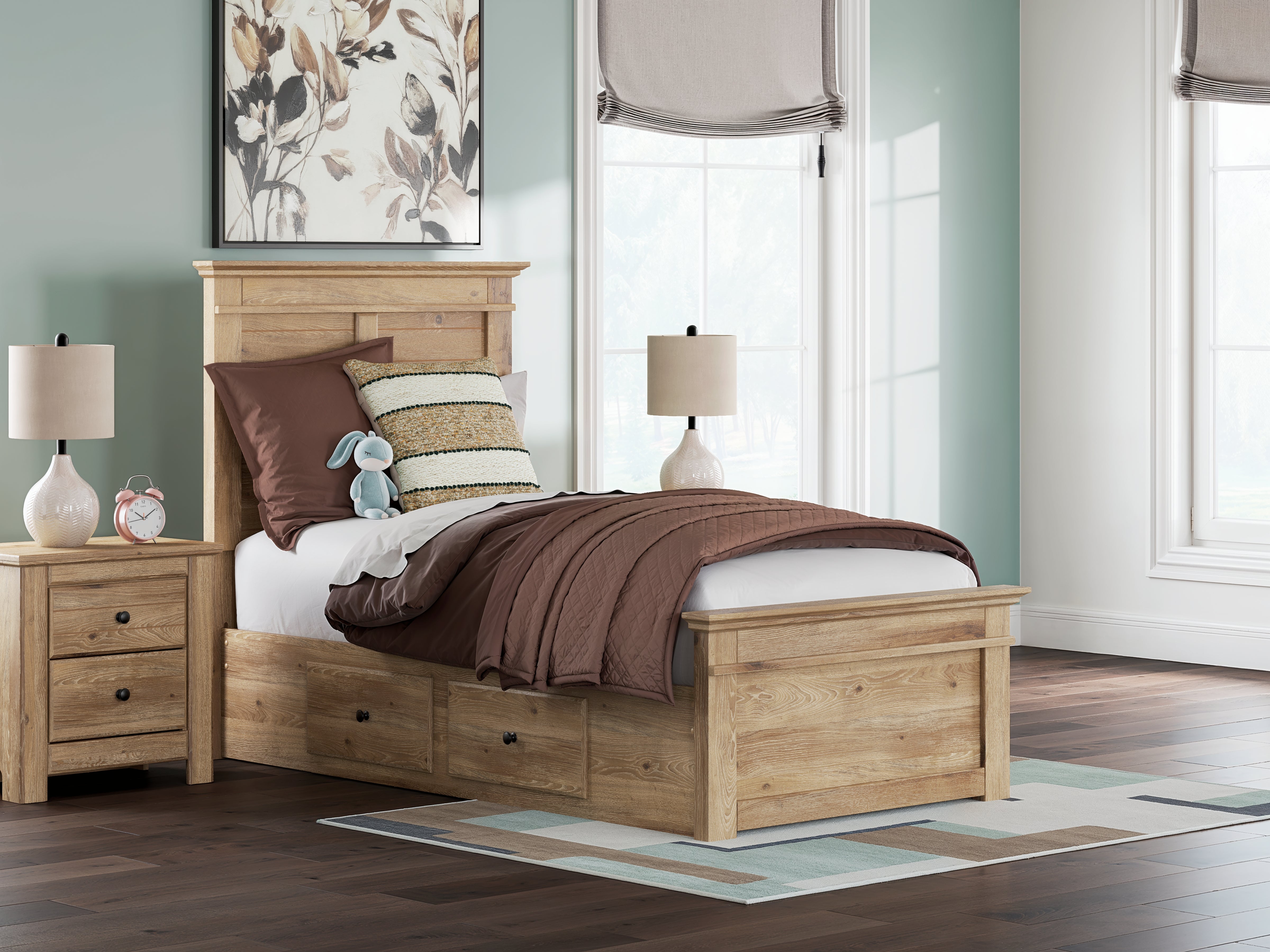 Best Furniture Outlet - Ashley Furniture - Makidern Bedroom - Twin Panel Storage Bed / Tan - PCB1170B26