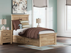 Best Furniture Outlet - Ashley Furniture - Makidern Bedroom - Twin Panel Storage Bed / Tan - PCB1170B26