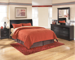 Best Furniture Outlet - Ashley Furniture - Huey Vineyard Bedroom - Queen Sleigh Headboard, Dresser, Mirror and Nightstand / Black - B128B38