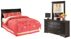 Best Furniture Outlet - Ashley Furniture - Huey Vineyard Bedroom - Full Sleigh Headboard, Dresser and Mirror / Black - B128B46