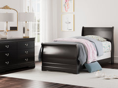Best Furniture Outlet - Ashley Furniture - Huey Vineyard Bedroom - Twin Sleigh Bed / Black - B128B5