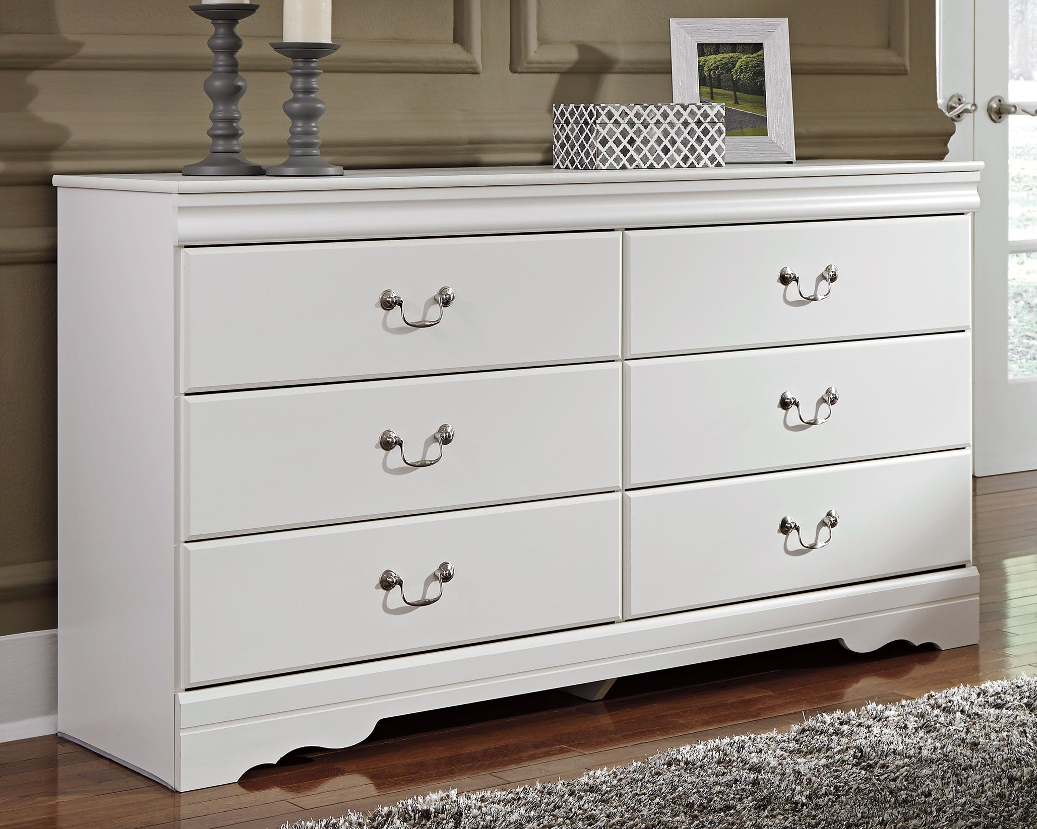 Best Furniture Outlet - Ashley Furniture - Anarasia Bedroom - Six Drawer Dresser / White - B129-31