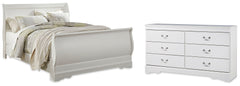 Best Furniture Outlet - Ashley Furniture - Anarasia Bedroom - Queen Sleigh Bed and Dresser / White - B129B24