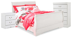 Best Furniture Outlet - Ashley Furniture - Anarasia Bedroom - Full Sleigh Bed, Chest and Nightstand / White - B129B22