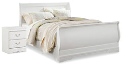 Best Furniture Outlet - Ashley Furniture - Anarasia Bedroom - Queen Sleigh Bed and Nightstand / White - B129B15
