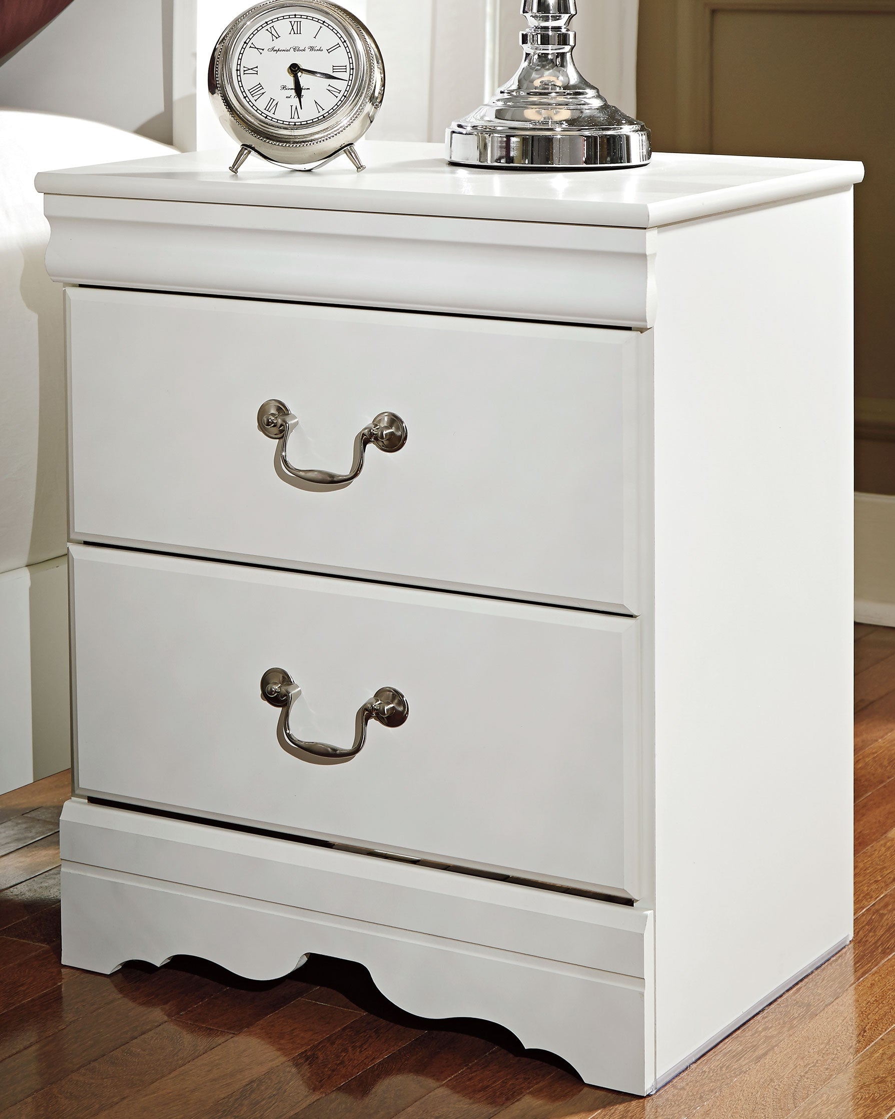 Best Furniture Outlet - Ashley Furniture - Anarasia Bedroom - Two Drawer Night Stand / White - B129-92