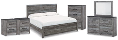 Best Furniture Outlet - Ashley Furniture - Bronyan Bedroom - King Panel Bed, Dresser, Mirror, Chest and 2 Nightstands / Dark Gray - B1290B8