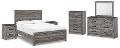Best Furniture Outlet - Ashley Furniture - Bronyan Bedroom - Queen Panel Bed, Dresser, Mirror, Chest and 2 Nightstands / Dark Gray - B1290B10