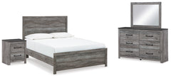 Best Furniture Outlet - Ashley Furniture - Bronyan Bedroom - Queen Panel Bed, Dresser, Mirror and Nightstand / Dark Gray - B1290B5
