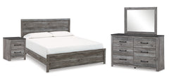 Best Furniture Outlet - Ashley Furniture - Bronyan Bedroom - King Panel Bed, Dresser, Mirror and Nightstand / Dark Gray - B1290B9