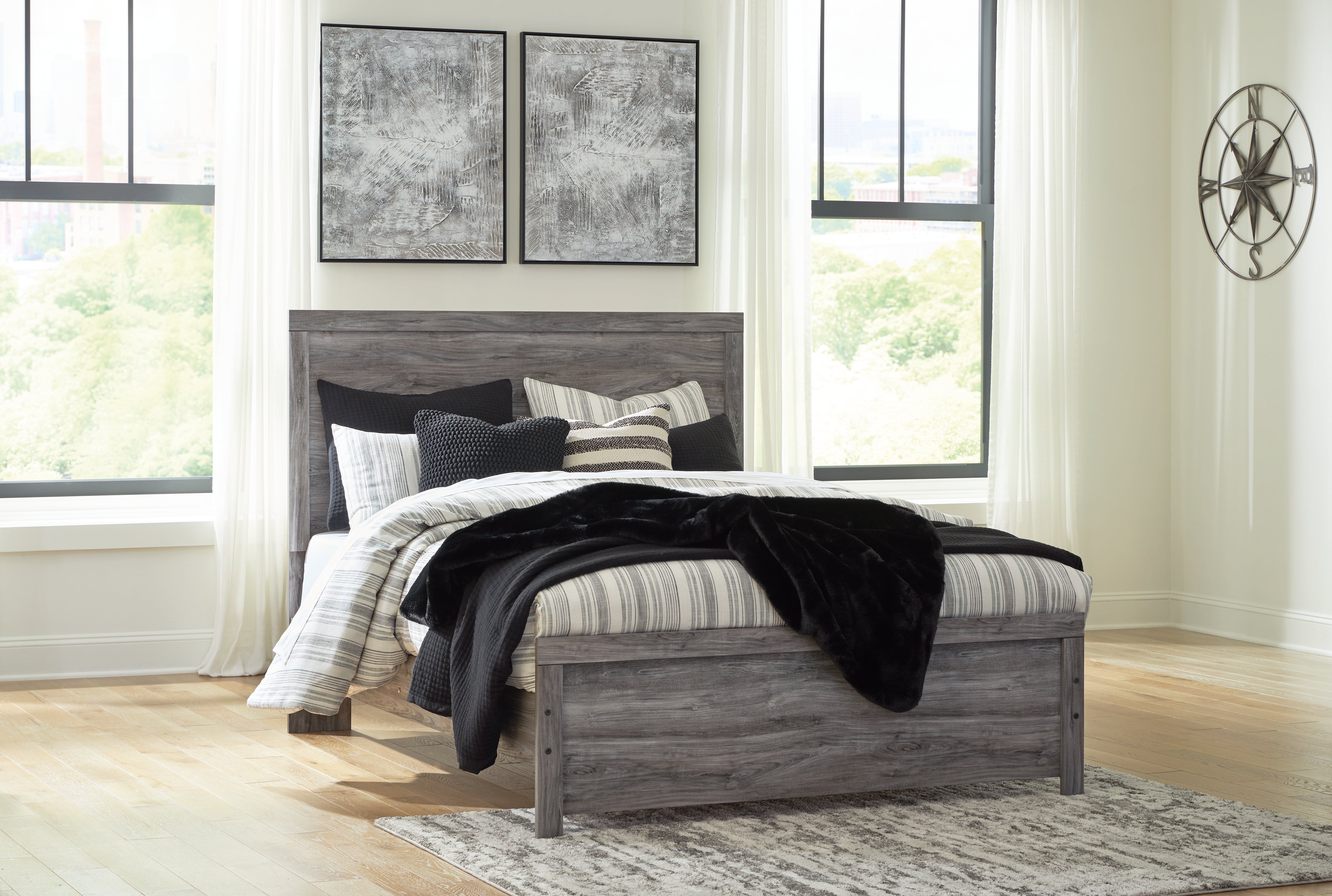 Best Furniture Outlet - Ashley Furniture - Bronyan Bedroom - Queen Panel Bed / Dark Gray - B1290B2