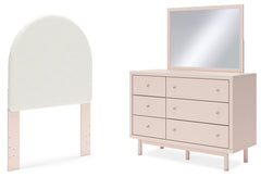 Best Furniture Outlet - Ashley Furniture - Wistenpine Bedroom - Twin Upholstered Panel Headboard, Dresser and Mirror / Blush - B1323B10