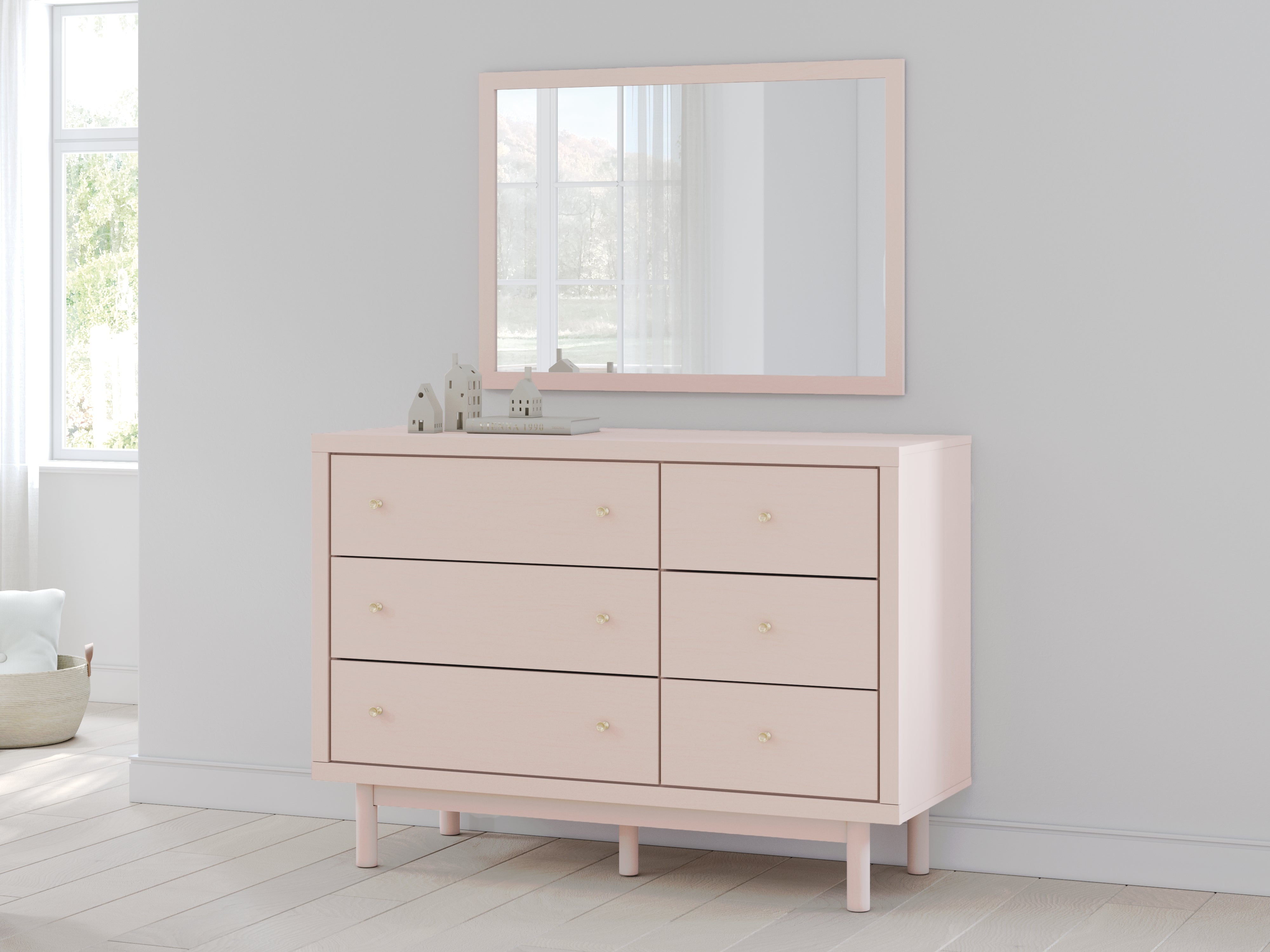 Best Furniture Outlet - Ashley Furniture - Wistenpine Bedroom - Dresser and Mirror / Blush - B1323B1