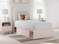 Best Furniture Outlet - Ashley Furniture - Wistenpine Bedroom - Twin Upholstered Panel Bed with Storage / Blush - B1323B12