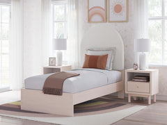 Best Furniture Outlet - Ashley Furniture - Wistenpine Bedroom - Twin Upholstered Panel Bed / Blush - B1323B8