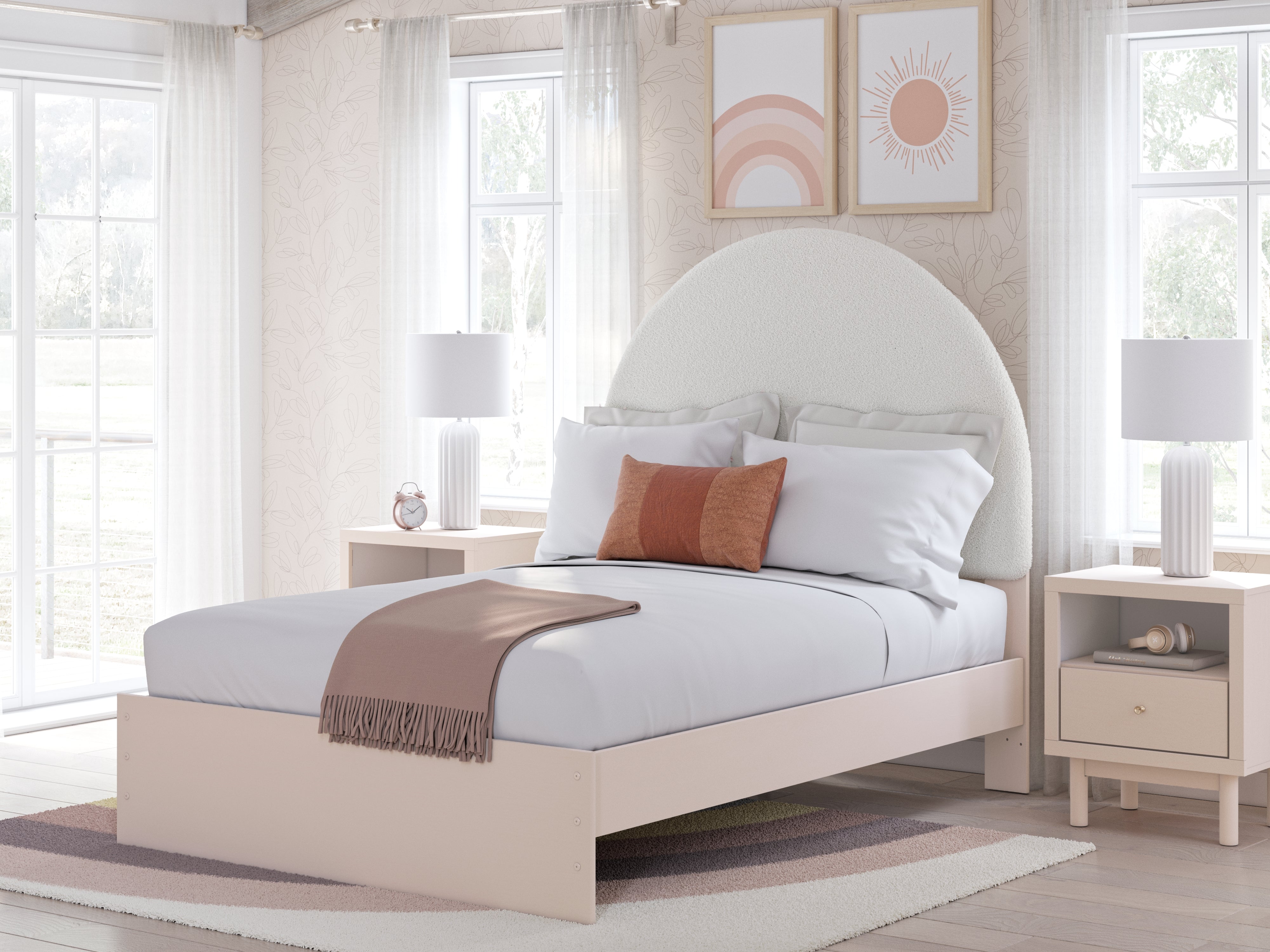 Best Furniture Outlet - Ashley Furniture - Wistenpine Bedroom - Full Upholstered Panel Bed / Blush - B1323B9