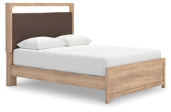 Best Furniture Outlet - Ashley Furniture - Kinlanni Bedroom - Queen Upholstered Platform Bed / Tan - PCB1360B10
