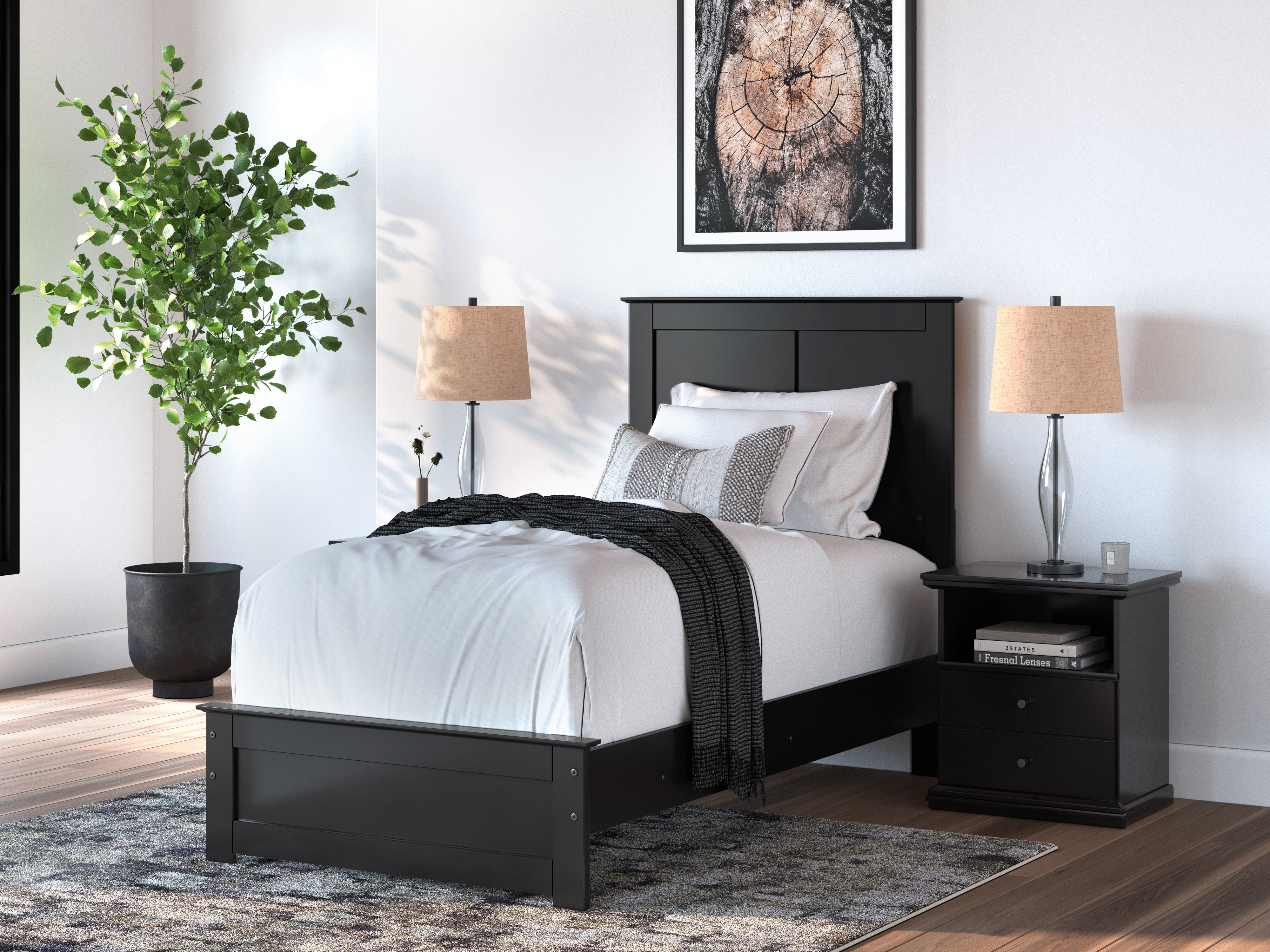 Best Furniture Outlet - Ashley Furniture - Maribel Bedroom - Twin Panel Bed / Black - B138B51