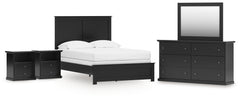 Best Furniture Outlet - Ashley Furniture - Maribel Bedroom - Full Panel Bed with Dresser, Mirror and 2 Nightstands / Black - B138B77