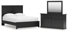 Best Furniture Outlet - Ashley Furniture - Maribel Bedroom - Queen Panel Bed with Dresser and Mirror / Black - B138B72