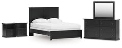 Best Furniture Outlet - Ashley Furniture - Maribel Bedroom - Queen Panel Bed with Dresser, Mirror and 2 Nightstands / Black - B138B74