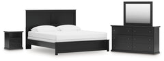 Best Furniture Outlet - Ashley Furniture - Maribel Bedroom - King Panel Bed, Dresser, Mirror and Nightstand / Black - B138B65